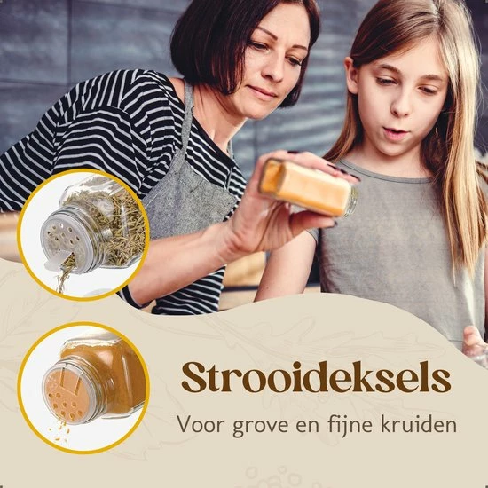 Comforder 24 Glazen Kruidenpotjes Met Strooideksel - Vierkante Kruidenstrooier - Complete Set Met Stickers, Trechter, Stift En Borstel 7 Comforder 24 Glazen Kruidenpotjes Met Strooideksel - Vierkante Kruidenstrooier - Complete Set Met Stickers, Trechter, Stift En Borstel - Afbeelding 7