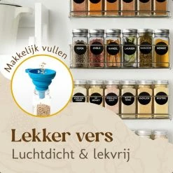 Comforder 24 Glazen Kruidenpotjes Met Strooideksel - Vierkante Kruidenstrooier - Complete Set Met Stickers, Trechter, Stift En Borstel 17 Comforder 24 Glazen Kruidenpotjes Met Strooideksel - Vierkante Kruidenstrooier - Complete Set Met Stickers, Trechter, Stift En Borstel -SolisVac Plus Shop 550x550 643