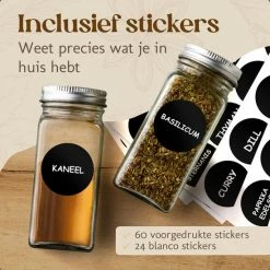 Comforder 24 Glazen Kruidenpotjes Met Strooideksel - Vierkante Kruidenstrooier - Complete Set Met Stickers, Trechter, Stift En Borstel 19 Comforder 24 Glazen Kruidenpotjes Met Strooideksel - Vierkante Kruidenstrooier - Complete Set Met Stickers, Trechter, Stift En Borstel -SolisVac Plus Shop 550x550 645