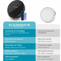 CleanDays Robotstofzuiger Met Dweilfunctie - Dweilrobot - Robot Stofzuiger - Stofzuiger Robot - Incl. Nederlandse Instructievideo -SolisVac Plus Shop 550x550 650