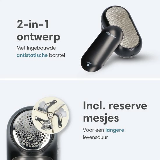 Lifeproducts Oplaadbare Pluizenverwijderaar - Elektrische Kledingontpluizer Met Antistatische Pluizenborstel - Oplaadbaar - Pluizendief Inclusief 3 Extra Mesjes - Zwart 6 Lifeproducts Oplaadbare Pluizenverwijderaar - Elektrische Kledingontpluizer Met Antistatische Pluizenborstel - Oplaadbaar - Pluizendief Inclusief 3 Extra Mesjes - Zwart - Afbeelding 6