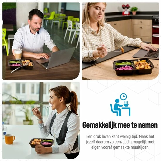 Meal Prep Bakjes - 10 Stuks - 3 Compartimenten - Lunchbox - Diepvriesbakjes - Vershoudbakjes - Plastic Bakjes Met Deksel - Magnetron Bakjes Met Deksel - Meal Prep - Vershouddoos - 1L - BPA Vrij – Fitcrafters 4 Meal Prep Bakjes - 10 Stuks - 3 Compartimenten - Lunchbox - Diepvriesbakjes - Vershoudbakjes - Plastic Bakjes Met Deksel - Magnetron Bakjes Met Deksel - Meal Prep - Vershouddoos - 1L - BPA Vrij – Fitcrafters - Afbeelding 4