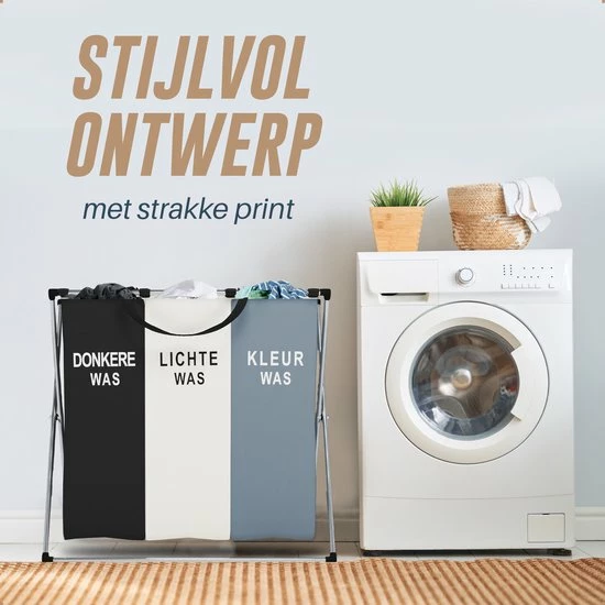 Landys Wasmand 3 Vakken - Opvouwbare Wassorteerder Met NL Opdruk - Aluminium Frame - 90L 5 Landys Wasmand 3 Vakken - Opvouwbare Wassorteerder Met NL Opdruk - Aluminium Frame - 90L - Afbeelding 5