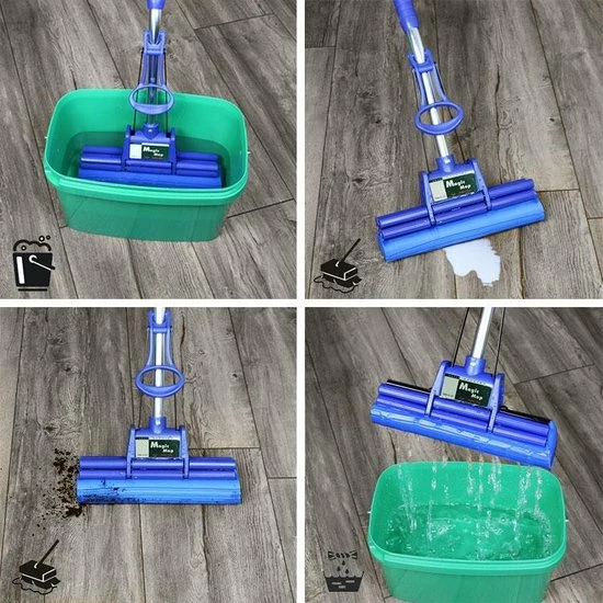 Aquascopic Magic Mop Vloerwisser - Dweilsysteem Zonder Wringen - Inclusief Telescoopsteel 150 Cm - Blauw 5 Aquascopic Magic Mop Vloerwisser - Dweilsysteem Zonder Wringen - Inclusief Telescoopsteel 150 Cm - Blauw - Afbeelding 5