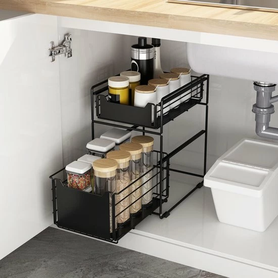 BROËL Organizer – Ladekast - Opbergrek - Aanrecht Organiser – Keuken Organizers - Ladeblok - Kast Organizer - Organizer Lade - Zwart - Ladesysteem - Gootsteen Organizer - Gootsteenkast Organizer - Keukenrek - Tweelaags – Metaal – Antislip 1 BROËL Organizer – Ladekast - Opbergrek - Aanrecht Organiser – Keuken Organizers - Ladeblok - Kast Organizer - Organizer Lade - Zwart - Ladesysteem - Gootsteen Organizer - Gootsteenkast Organizer - Keukenrek - Tweelaags – Metaal – Antislip