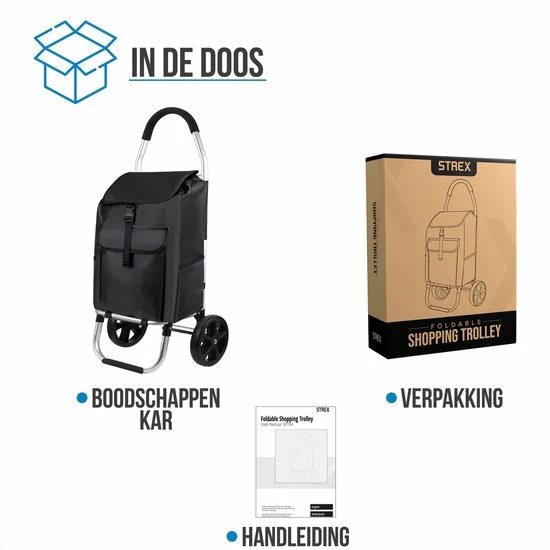 Strex Boodschappentrolley Met Wielen - Opvouwbaar - Afneembare Boodschappentas - Boodschappenwagen 10 Strex Boodschappentrolley Met Wielen - Opvouwbaar - Afneembare Boodschappentas - Boodschappenwagen - Afbeelding 10