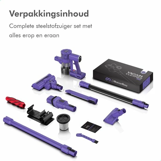 Motionflow Steelstofzuiger Draadloos Zonder Zak - 6 Delige Set - 200 Watt - Uitwasbaar Filter - Ophangsysteem 9 Motionflow Steelstofzuiger Draadloos Zonder Zak - 6 Delige Set - 200 Watt - Uitwasbaar Filter - Ophangsysteem - Afbeelding 9