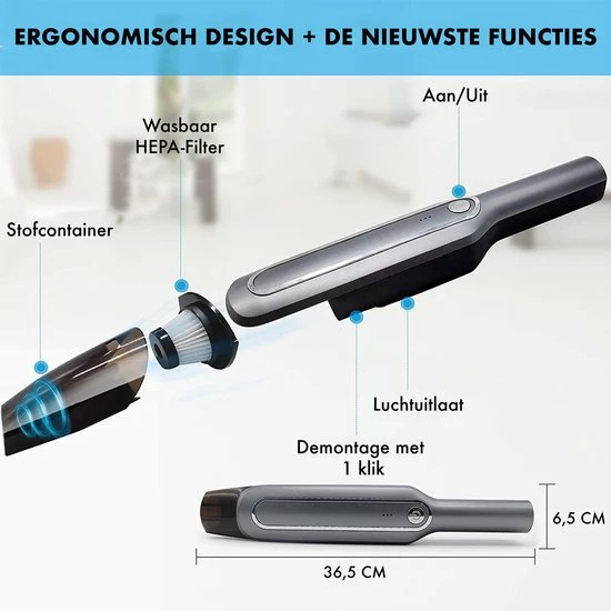 DynaBright Kruimeldief - Nat En Droog - Stofzuiger Zonder Zak - 6000PA - Vacuum Cleaner - USB Oplaadbaar - Kruimeldief Snoerloos - Stofzuiger - Met Stofzuigermond - Draadloos 6 DynaBright Kruimeldief - Nat En Droog - Stofzuiger Zonder Zak - 6000PA - Vacuum Cleaner - USB Oplaadbaar - Kruimeldief Snoerloos - Stofzuiger - Met Stofzuigermond - Draadloos - Afbeelding 6