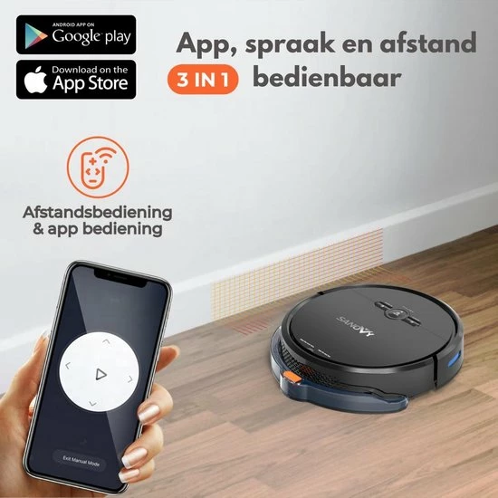 Sanovy 3 In 1 Robotstofzuiger Met Dweilfunctie - 1800 PA- Automatische Laadstation - Dweilrobot – App 3 Sanovy 3 In 1 Robotstofzuiger Met Dweilfunctie - 1800 PA- Automatische Laadstation - Dweilrobot – App - Afbeelding 3