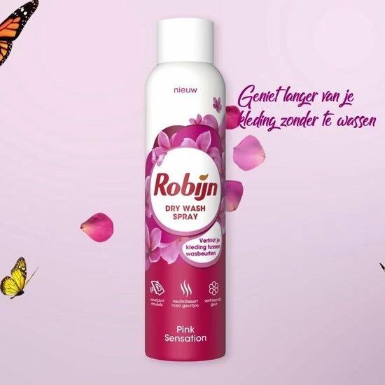 Robijn Pink Sensation Dry Wash Spray - 2 X 200 Ml - Voordeelverpakking 2 Robijn Pink Sensation Dry Wash Spray - 2 X 200 Ml - Voordeelverpakking - Afbeelding 2