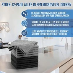 Strex Microvezeldoekjes - 12 Stuks 30 X 30 Cm - Wasbaar - Schoonmaakdoekjes - Schoonmaak / Auto -SolisVac Plus Shop 550x550 982
