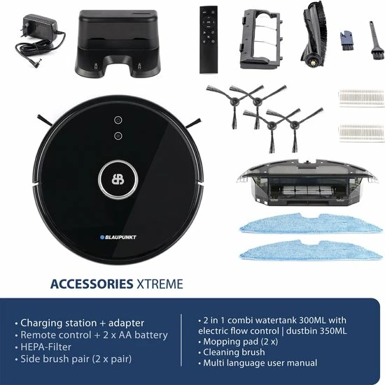 Blaupunkt Bluebot XTREME BPK-VCBB1XTE - Robotstofzuiger Met Dweilfunctie - Laser Navigatie - 3000Pa 13 Blaupunkt Bluebot XTREME BPK-VCBB1XTE - Robotstofzuiger Met Dweilfunctie - Laser Navigatie - 3000Pa - Afbeelding 13