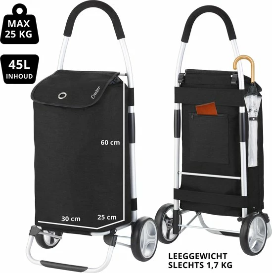 ShoppingCruiser® ‘Foldable’ Boodschappentrolley | Opvouwbare Boodschappenwagen |Afneembare Boodschappentas | Koelvak | Zwart 9 ShoppingCruiser® ‘Foldable’ Boodschappentrolley | Opvouwbare Boodschappenwagen |Afneembare Boodschappentas | Koelvak | Zwart - Afbeelding 9