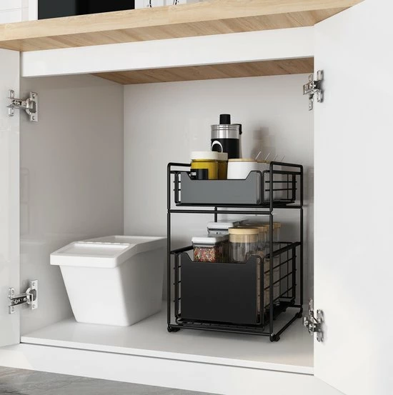 BROËL Organizer – Ladekast - Opbergrek - Aanrecht Organiser – Keuken Organizers - Ladeblok - Kast Organizer - Organizer Lade - Zwart - Ladesysteem - Gootsteen Organizer - Gootsteenkast Organizer - Keukenrek - Tweelaags – Metaal – Antislip 5 BROËL Organizer – Ladekast - Opbergrek - Aanrecht Organiser – Keuken Organizers - Ladeblok - Kast Organizer - Organizer Lade - Zwart - Ladesysteem - Gootsteen Organizer - Gootsteenkast Organizer - Keukenrek - Tweelaags – Metaal – Antislip - Afbeelding 5