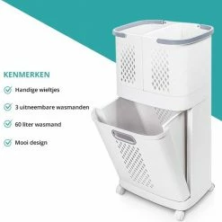 Sens Design Wasmanden Met Deksel - Wassorteerder 3 Vakken Op Wieltjes 26 Sens Design Wasmanden Met Deksel - Wassorteerder 3 Vakken Op Wieltjes -SolisVac Plus Shop 550x554 5