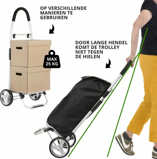 ShoppingCruiser® ‘Foldable’ Boodschappentrolley | Opvouwbare Boodschappenwagen |Afneembare Boodschappentas | Koelvak | Zwart 8 ShoppingCruiser® ‘Foldable’ Boodschappentrolley | Opvouwbare Boodschappenwagen |Afneembare Boodschappentas | Koelvak | Zwart - Afbeelding 8