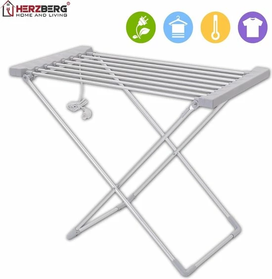 Herzberg: Elektrisch Droogrek Klein - Verwarmd Wasrek - Opvouwbaar - Snel Droog Wasrek 1 Herzberg: Elektrisch Droogrek Klein - Verwarmd Wasrek - Opvouwbaar - Snel Droog Wasrek