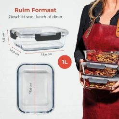 KitchenBrothers Meal Prep Bakjes - Luchtdicht - BPA Vrij - 1L - Glas - 5 Stuks -SolisVac Plus Shop 550x564 5