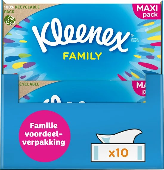 Kleenex Tissues - Family Box - Voordeelverpakking - 10 X 128 Stuks = 1280 Zakdoekjes 1 Kleenex Tissues - Family Box - Voordeelverpakking - 10 X 128 Stuks = 1280 Zakdoekjes