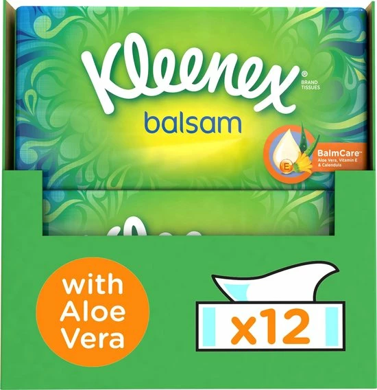 Kleenex Tissues - Balsam - Voordeelverpakking - 12 X 64 Stuks = 768 Zakdoekjes 1 Kleenex Tissues - Balsam - Voordeelverpakking - 12 X 64 Stuks = 768 Zakdoekjes