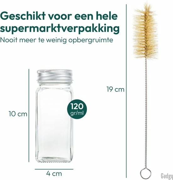 Gadgy 24 Glazen Kruidenpotjes Set Met Deksel En Strooideksel - Kruidenstrooier - Incl. Labels Krijtstift Trechter En Borstel 9 Gadgy 24 Glazen Kruidenpotjes Set Met Deksel En Strooideksel - Kruidenstrooier - Incl. Labels Krijtstift Trechter En Borstel - Afbeelding 9