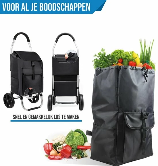 Strex Boodschappentrolley Met Wielen - Opvouwbaar - Afneembare Boodschappentas - Boodschappenwagen 6 Strex Boodschappentrolley Met Wielen - Opvouwbaar - Afneembare Boodschappentas - Boodschappenwagen - Afbeelding 6