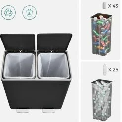 O'DADDY® Prullenbak Afvalscheiding - Vuilnisbak 60L (2x 30L) - 59 X 65 X 32 Cm - Zwart 15 O'DADDY® Prullenbak Afvalscheiding - Vuilnisbak 60L (2x 30L) - 59 X 65 X 32 Cm - Zwart -SolisVac Plus Shop 550x579 4