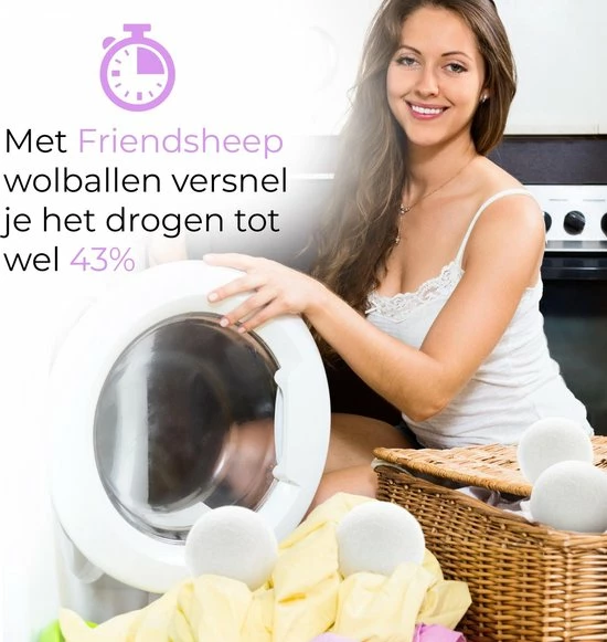 Friendsheep Nieuw Zeelands Herbruikbare Wollen Drogerballen - Wasbollen - Schaapswol -Duurzame Wasballen - 6 Stuks 3 Friendsheep Nieuw Zeelands Herbruikbare Wollen Drogerballen - Wasbollen - Schaapswol -Duurzame Wasballen - 6 Stuks - Afbeelding 3