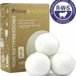 PrimeAmbition XL Drogerballen – 6 Stuks – Wasbollen – Wasballen – Wasdroger Ballen – Droogballen – Wol