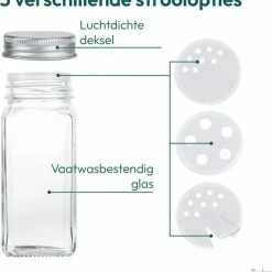 Gadgy 24 Glazen Kruidenpotjes Set Met Deksel En Strooideksel - Kruidenstrooier - Incl. Labels Krijtstift Trechter En Borstel 16 Gadgy 24 Glazen Kruidenpotjes Set Met Deksel En Strooideksel - Kruidenstrooier - Incl. Labels Krijtstift Trechter En Borstel -SolisVac Plus Shop 550x584 5