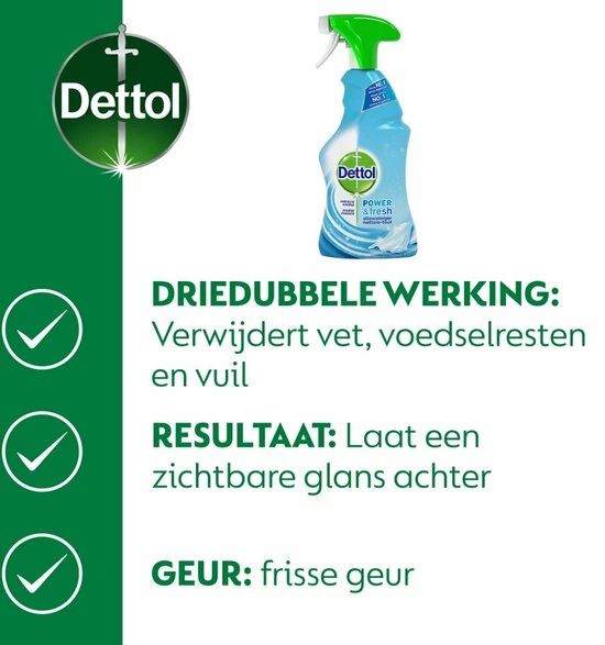 Dettol Power & Fresh - Allesreiniger Spray - Katoenfris - 6 X 500 Ml 5 Dettol Power & Fresh - Allesreiniger Spray - Katoenfris - 6 X 500 Ml - Afbeelding 5