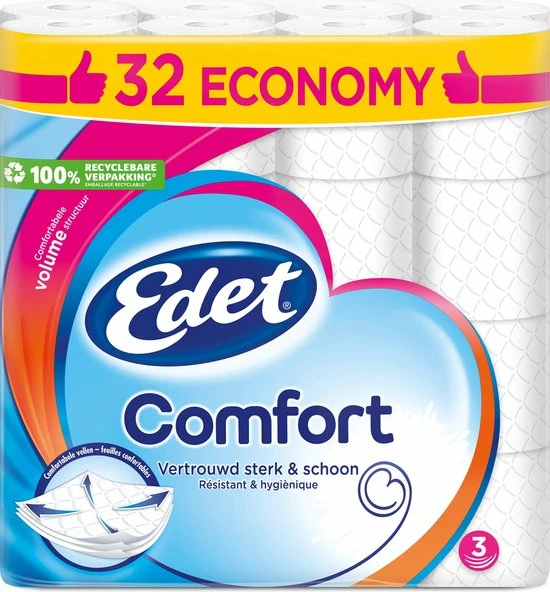 Edet Comfort - 3-laags Wc Papier - 32 Rollen 1 Edet Comfort - 3-laags Wc Papier - 32 Rollen