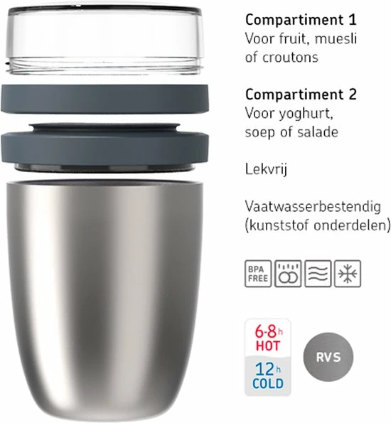 Mepal – Isoleer Lunchpot Ellipse – Houdt Je Eten 6-8 Uur Warm En 12 Uur Koud – Rose Gold – 2 Compartimenten – Soep Beker To Go – Yoghurt Beker Muesli - Thermos Lunchbox 4 Mepal – Isoleer Lunchpot Ellipse – Houdt Je Eten 6-8 Uur Warm En 12 Uur Koud – Rose Gold – 2 Compartimenten – Soep Beker To Go – Yoghurt Beker Muesli - Thermos Lunchbox - Afbeelding 4