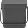 Brabantia Sort & Go Afvalbakje Aanrecht - 3 L - Dark Grey