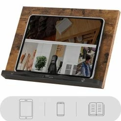 Acaza Leesstandaard - Boekenhouder - Boekensteun - Opvouwbare En Verstelbare Kookboekdisplay - Rustiek Bruin -SolisVac Plus Shop 550x602 6