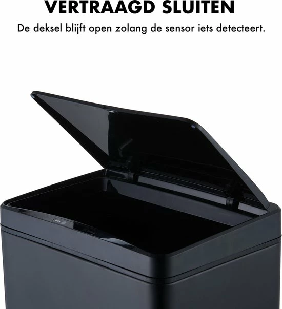 MOA Sensor Prullenbak - 50 Liter - RVS & Duurzaam ABS - Non-slip - Geruisloze Deksel - Vertraagd Sluiten Modus - Zwart - SB02B 2 MOA Sensor Prullenbak - 50 Liter - RVS & Duurzaam ABS - Non-slip - Geruisloze Deksel - Vertraagd Sluiten Modus - Zwart - SB02B - Afbeelding 2