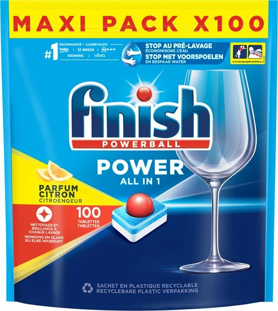 Finish Power All In One Citroen Vaatwastabletten - 100 Stuks 1 Finish Power All In One Citroen Vaatwastabletten - 100 Stuks