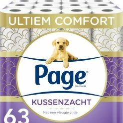 Page Toiletpapier - 63 Rollen - Kussenzacht Wc Papier (3-laags) - Met Extra Zijde - Voordeelverpakking