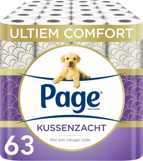 Page Toiletpapier - 63 Rollen - Kussenzacht Wc Papier (3-laags) - Met Extra Zijde - Voordeelverpakking 1 Page Toiletpapier - 63 Rollen - Kussenzacht Wc Papier (3-laags) - Met Extra Zijde - Voordeelverpakking