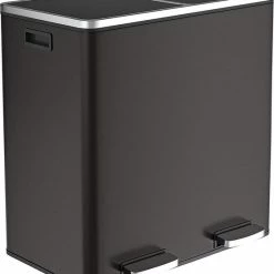 O'DADDY® Prullenbak Afvalscheiding - Vuilnisbak 60L (2x 30L) - 59 X 65 X 32 Cm - Zwart