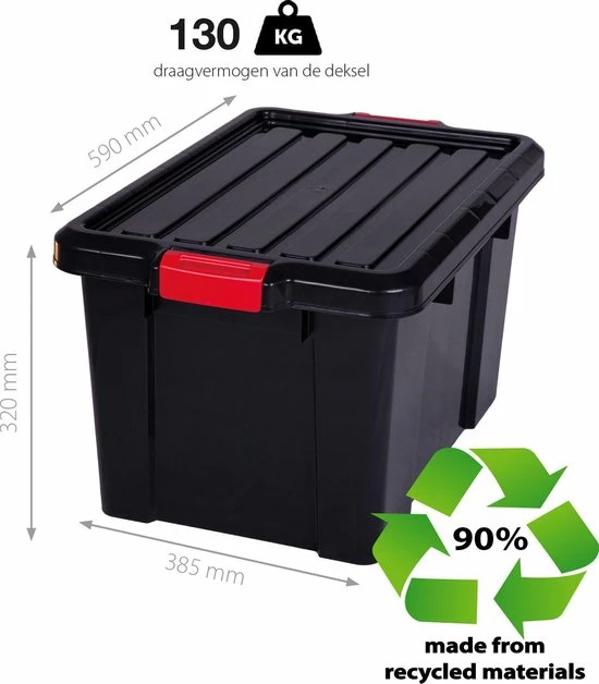 IRIS OHYAMA IRIS Powerbox Opbergbox - 50L - 3 Stuks - Zwart/Rood 4 IRIS OHYAMA IRIS Powerbox Opbergbox - 50L - 3 Stuks - Zwart/Rood - Afbeelding 4