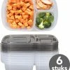 Lock&Lock Meal Prep Bakjes - Diepvriesbakjes - Vershoudbakjes Set Met Deksel - Magnetron Bakjes - Met 3 Compartimenten - Stevig En Herbruikbaar - BPA Vrij - Set Van 6 Stuks - 965ml