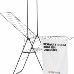 Brabantia HangOn Droogrek Inklapbaar - 25 Meter - Met Stang - Matt Black -SolisVac Plus Shop 550x629 5