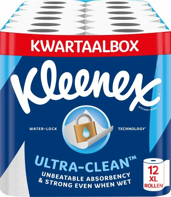 Kleenex Keukenpapier - Keukenrol Ultra Clean - 12 Maxi XL Rollen - Voordeelverpakking 1 Kleenex Keukenpapier - Keukenrol Ultra Clean - 12 Maxi XL Rollen - Voordeelverpakking