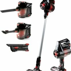 PRIMO Stofzuiger Zonder Zak PR504SV - 3-in-1 Steelstofzuiger Draadloos - Kruimelzuiger - HEPA Filter - Zwart/Rood