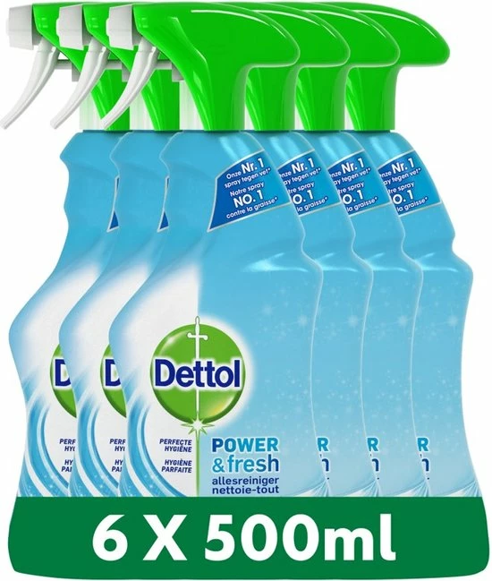 Dettol Power & Fresh - Allesreiniger Spray - Katoenfris - 6 X 500 Ml 1 Dettol Power & Fresh - Allesreiniger Spray - Katoenfris - 6 X 500 Ml