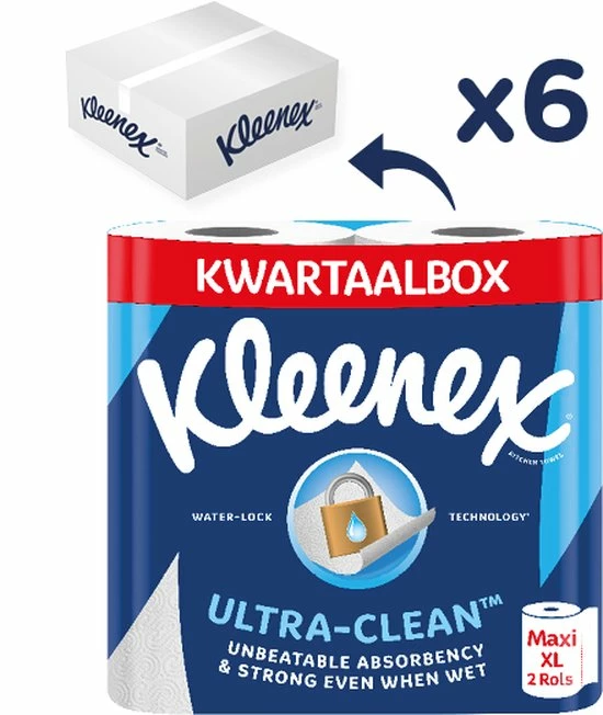 Kleenex Keukenpapier - Keukenrol Ultra Clean - 12 Maxi XL Rollen - Voordeelverpakking 7 Kleenex Keukenpapier - Keukenrol Ultra Clean - 12 Maxi XL Rollen - Voordeelverpakking - Afbeelding 7