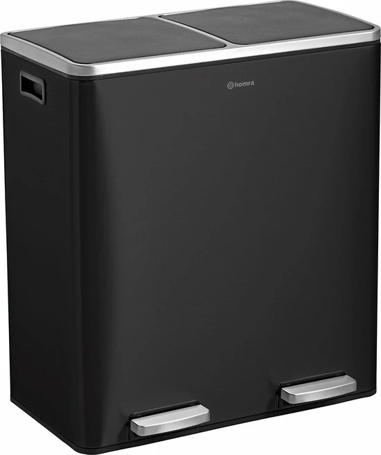 Duo Prullenbak 60 Liter Homra Quickx - 2-vaks Afvalscheidings Pedaalemmer Van Homra – 60 Liter (2x30 L) Vuilbak – Zwarte Afvalemmer Met 2 Vakken - RVS - Vuilnisbak Keuken - Hygiënisch Afval Scheiden - Zwart - Pedaal Prullenbak - Vuilnisemmer 1 Duo Prullenbak 60 Liter Homra Quickx - 2-vaks Afvalscheidings Pedaalemmer Van Homra – 60 Liter (2x30 L) Vuilbak – Zwarte Afvalemmer Met 2 Vakken - RVS - Vuilnisbak Keuken - Hygiënisch Afval Scheiden - Zwart - Pedaal Prullenbak - Vuilnisemmer