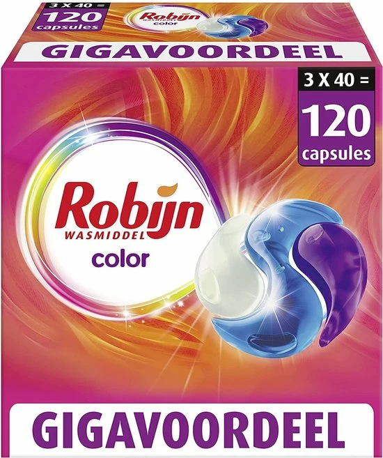 Robijn Wascapsules 3-in-1 Color 3 X 40 Stuks 1 Robijn Wascapsules 3-in-1 Color 3 X 40 Stuks