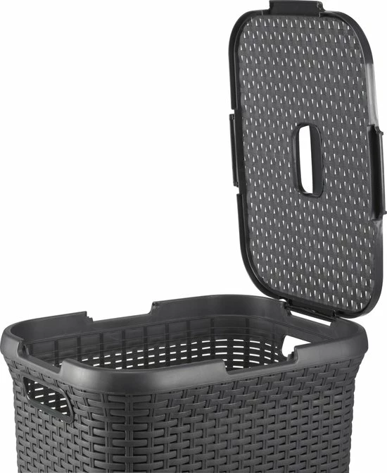 Curver Style Wasmand Met Deksel - 60L - Antraciet 4 Curver Style Wasmand Met Deksel - 60L - Antraciet - Afbeelding 4
